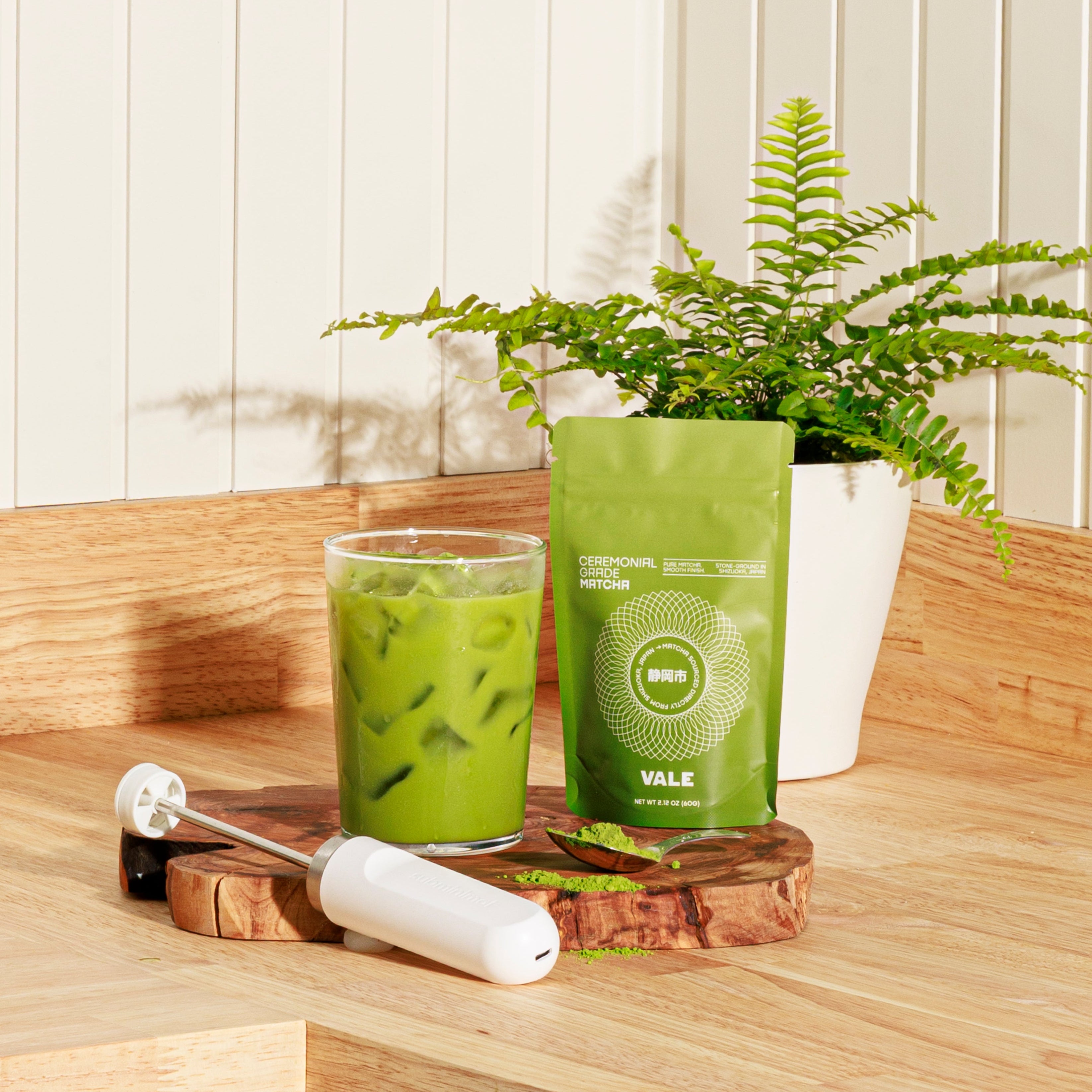 60g - Ceremonial matcha pouch front frother